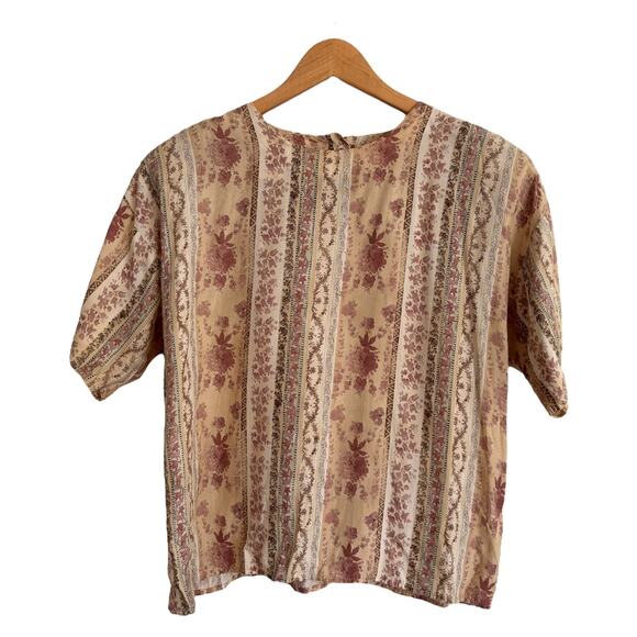 Vintage Lee David Floral Blouse – Cottagecore Rayon M - Picture 1 of 4